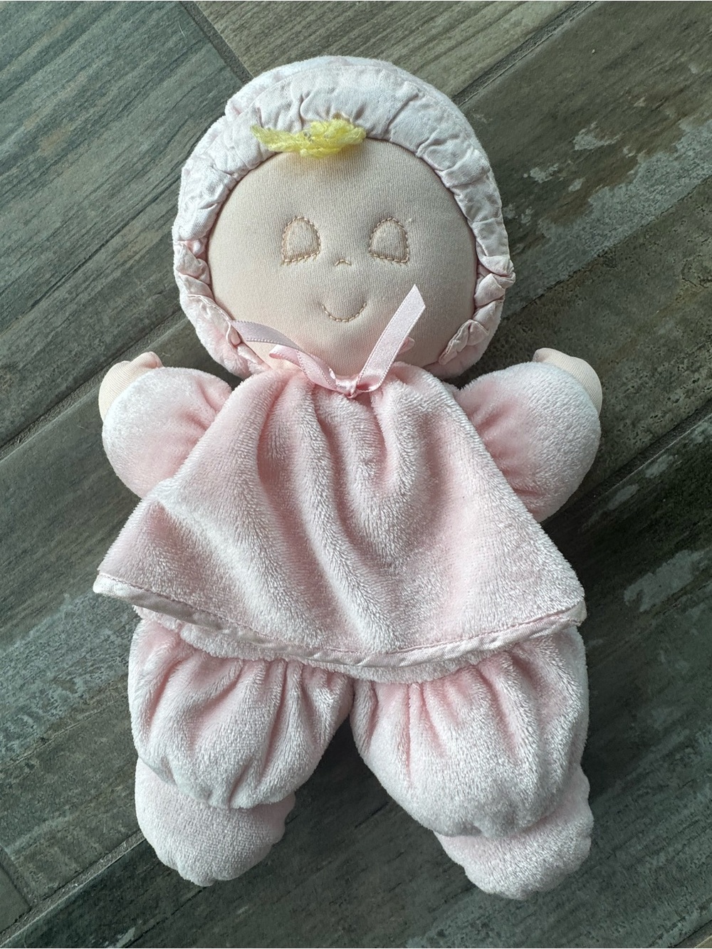 VTG Eden Soft Pink Plush Baby Doll Lovey Satin Snuggle Toy